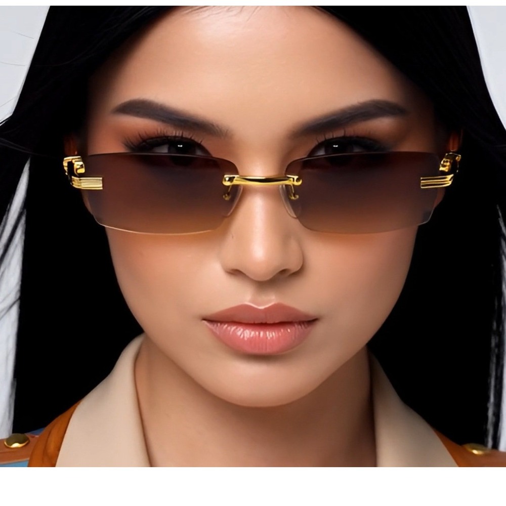 Sunglasses Classic Brown Lens Frameless Women‎ Casual Business Street Wear New